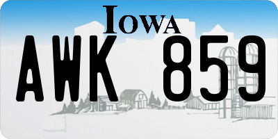 IA license plate AWK859