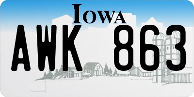 IA license plate AWK863