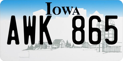 IA license plate AWK865