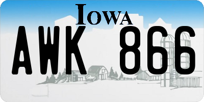 IA license plate AWK866