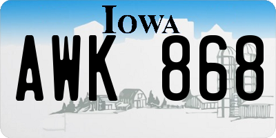IA license plate AWK868