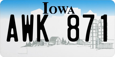 IA license plate AWK871