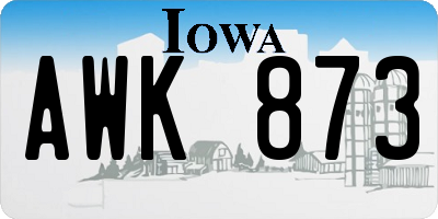 IA license plate AWK873