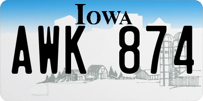 IA license plate AWK874