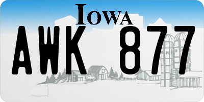 IA license plate AWK877