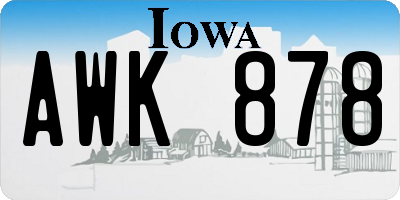 IA license plate AWK878