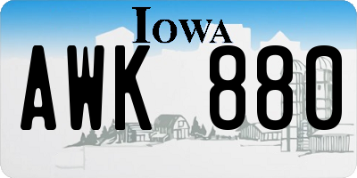 IA license plate AWK880