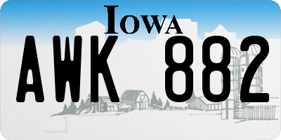 IA license plate AWK882