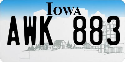 IA license plate AWK883