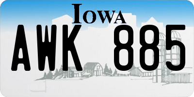 IA license plate AWK885
