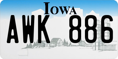 IA license plate AWK886