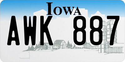 IA license plate AWK887