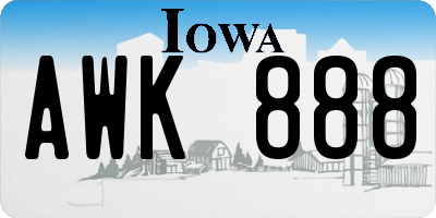 IA license plate AWK888