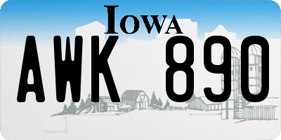 IA license plate AWK890