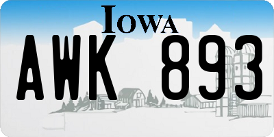 IA license plate AWK893