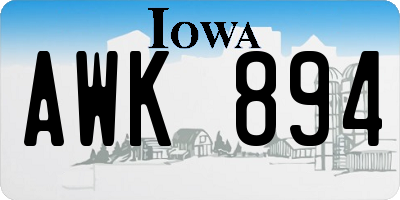 IA license plate AWK894