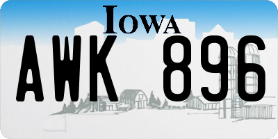IA license plate AWK896