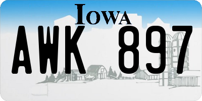IA license plate AWK897