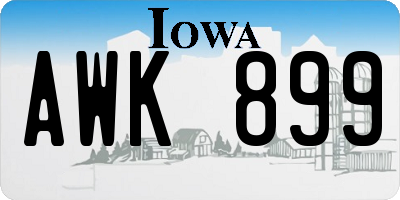 IA license plate AWK899