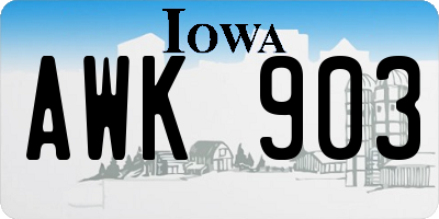 IA license plate AWK903