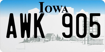 IA license plate AWK905