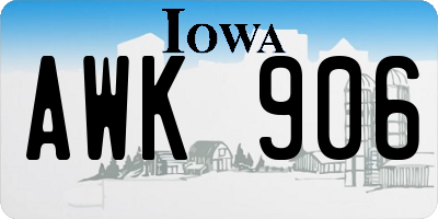 IA license plate AWK906