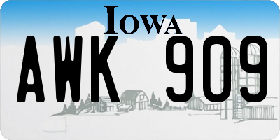 IA license plate AWK909