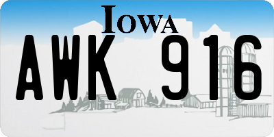 IA license plate AWK916
