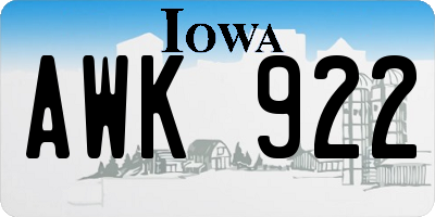 IA license plate AWK922