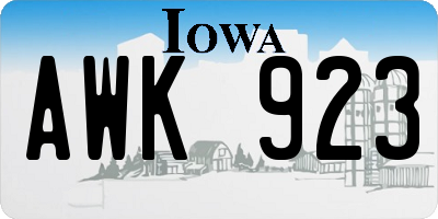 IA license plate AWK923