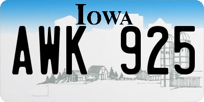 IA license plate AWK925