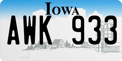 IA license plate AWK933