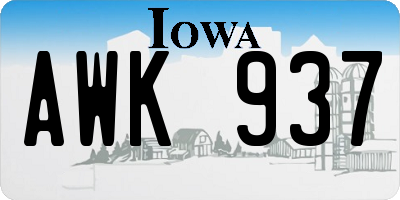 IA license plate AWK937