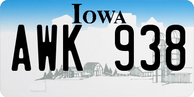 IA license plate AWK938