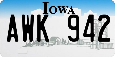 IA license plate AWK942
