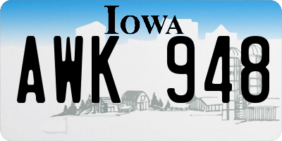 IA license plate AWK948