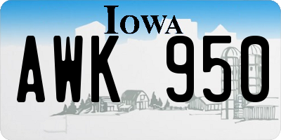 IA license plate AWK950