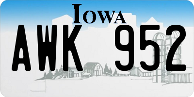 IA license plate AWK952