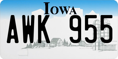 IA license plate AWK955