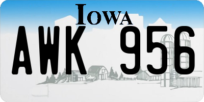 IA license plate AWK956