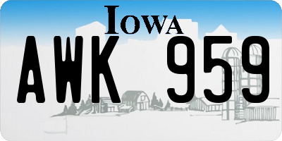 IA license plate AWK959