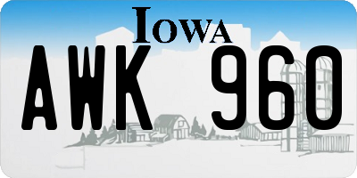 IA license plate AWK960