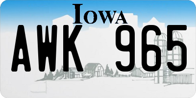 IA license plate AWK965