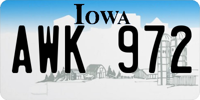 IA license plate AWK972