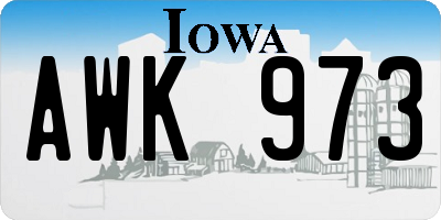 IA license plate AWK973
