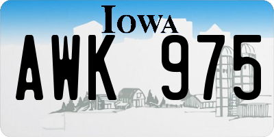 IA license plate AWK975