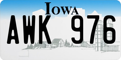 IA license plate AWK976
