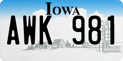 IA license plate AWK981