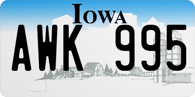 IA license plate AWK995