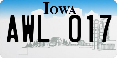 IA license plate AWL017
